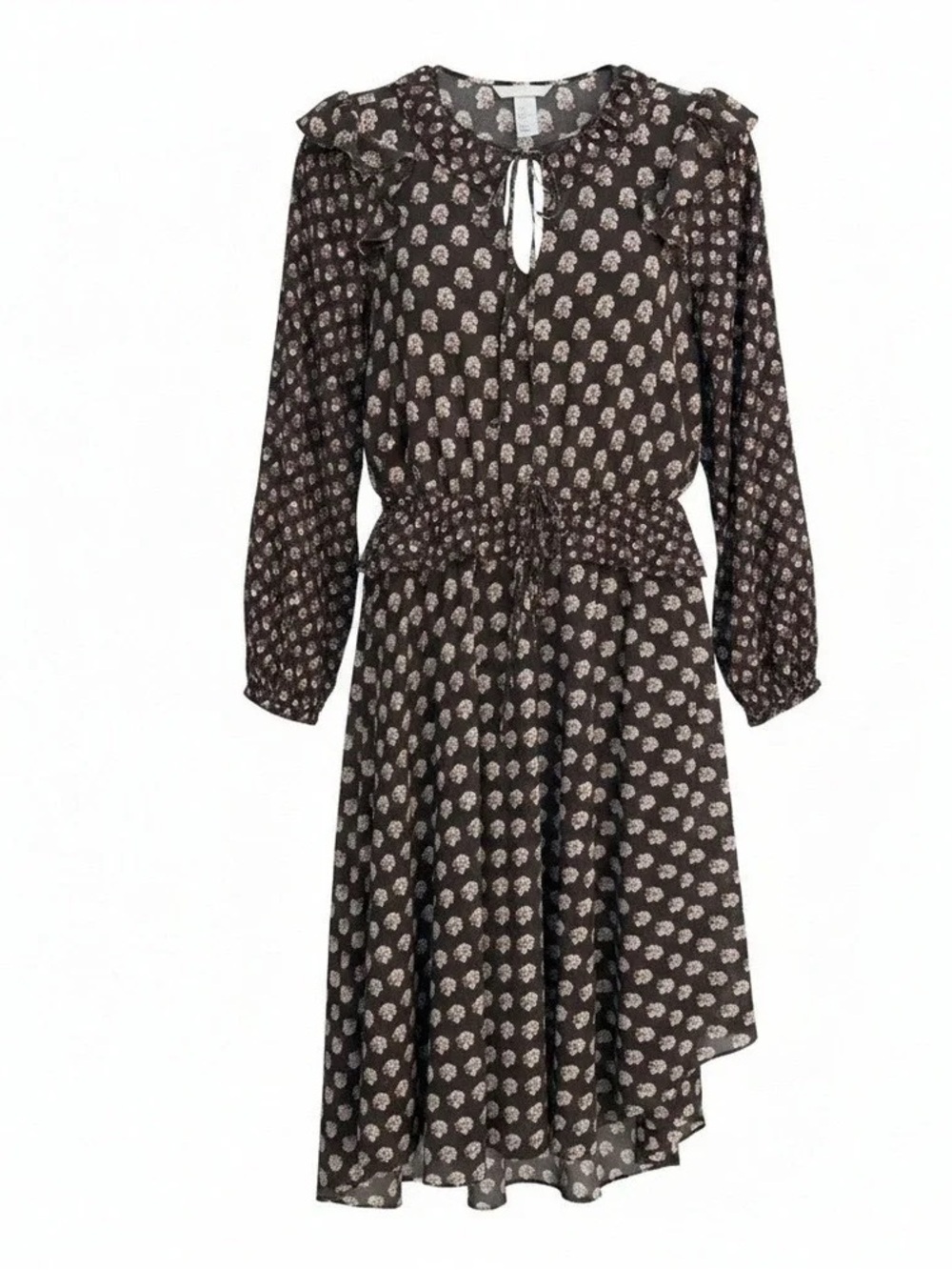 H&M Brown Floral Long-Sleeve Midi Dress
Sz 0